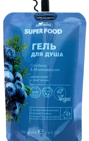 Гель для душа Cafe Mimi Super Food Голубика и можжевельник 100мл
