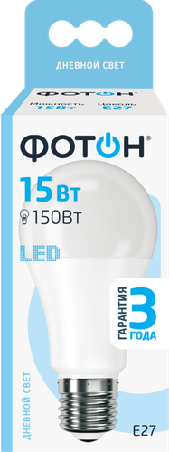 

Лампа светодиодная Фотон E27 15 Вт нейтральный свет груша