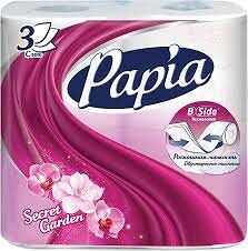 PAPIA бумага туалетная белая трехслойная Secret Garden 4шт