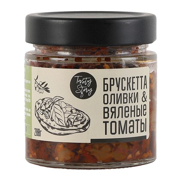 Брускетта Tasty Story из зеленых оливок и вяленых томатов 200г, Россия