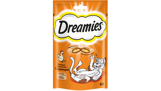 Лакомство для кошек Dreamies подушечки с курицей 60г