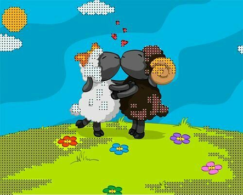 76014 Канва с рисунком Gluriya 'Овечий поцелуй' 20*16 см