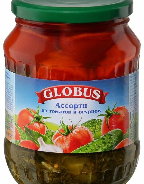 Овощные консервы Globus из томатов и огурцов 