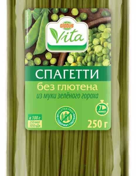 Макаронные изделия спагетти Глобус Вита из зеленого гороха без глютена