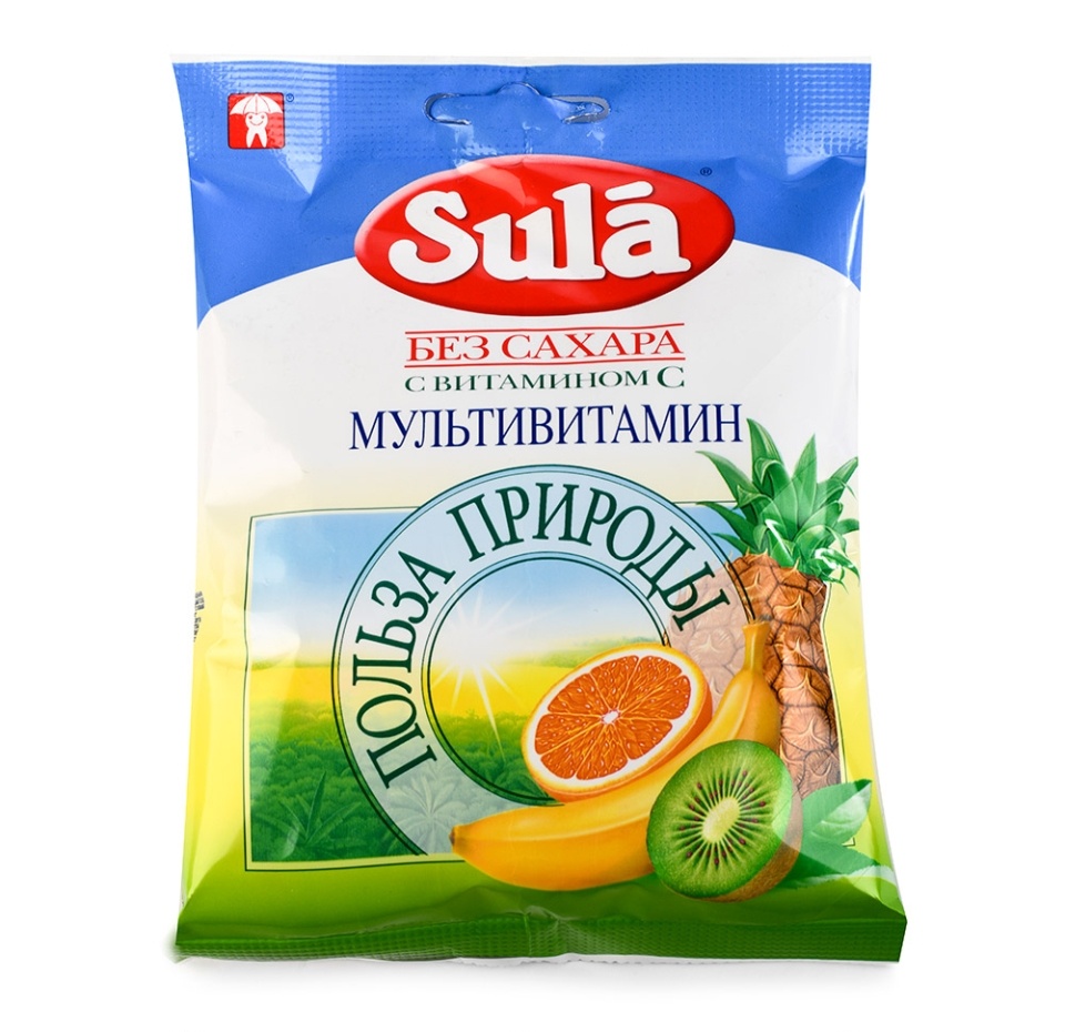 

Леденцы Sula Мультивитамин без сахара с витамином С 60 г