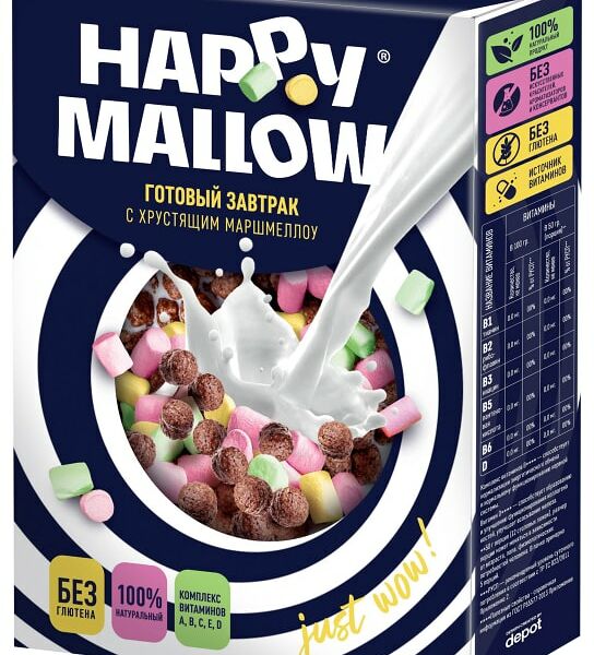 Шарики Happy Mallow Кукурузные с витаминами и железом 240г