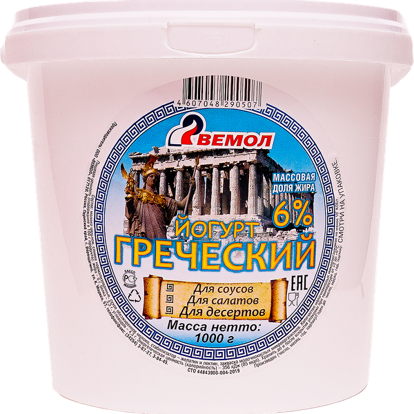 Йогурт ВЕМОЛ Греческий 6%, бзмж