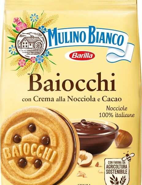 Печенье Mulino Bianco Baiocchi сандвичное сахарное с какао-ореховым кремом 260г