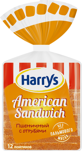 

Хлеб пшеничный Harry's American Sandwich с отрубями 12 ломтиков 515 г