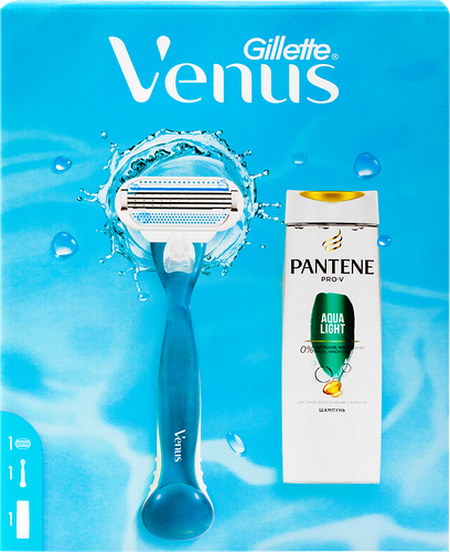 Набор подарочный женский VENUS Бритва с 1 сменной кассетой+Шампунь PANTENE Pro-V Aqua Light, 250мл