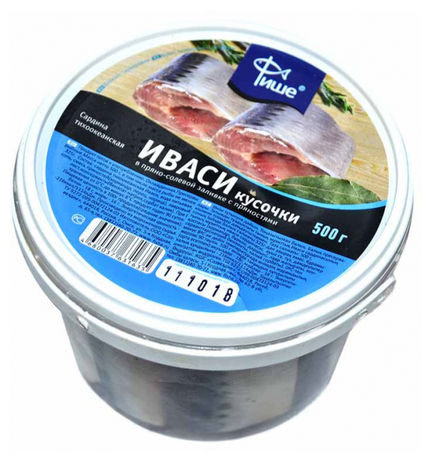 

Сардина Тихоокеанская филе-кусочки Фише Иваси в пряно-солевой заливке 500 г