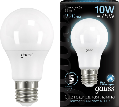 

Лампа светодиодная Gauss Blk E27 10 Вт нейтральный груша