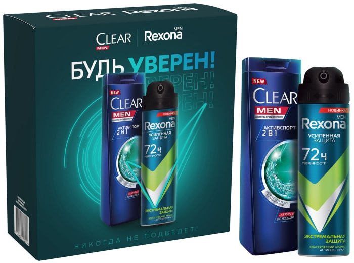 

Подарочный набор Rexona Clear Антиперспирант 150 мл + Шампунь 200 мл