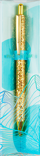 Ручка шариковая MESHU Gold shimmer, автоматическая, синий, 1мм