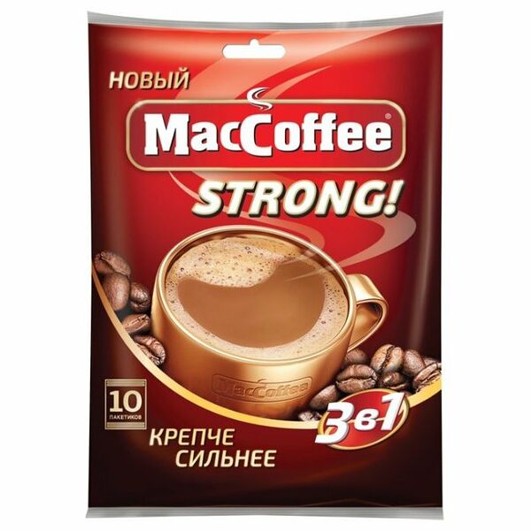 Напиток кофейный растворимый 3 в 1 MacCoffee Strong, 10 пакетиков