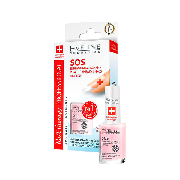 Мультивитаминный препарат для ногтей Eveline Cosmetics Nail Therapy Professional SOS с кальцием и коллагеном 12 мл