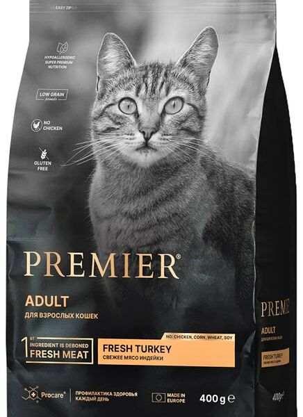 Сухой корм для кошек Premier Cat Turkey Adult Свежая индейка 400г