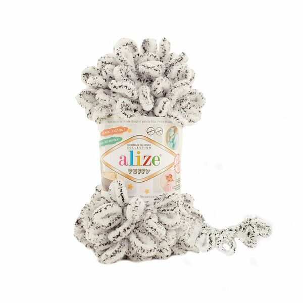 Пряжа Alize 'Puffy' 100г 9м (100% микрополиэстер)(686 белый леопард)