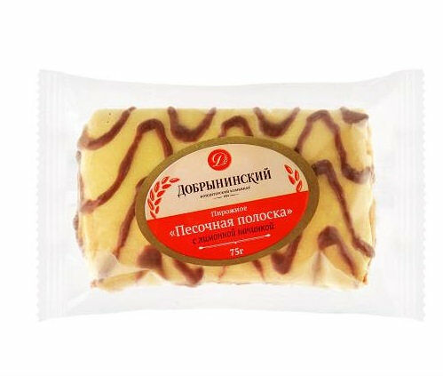 Пирожное Песочная полоска с лимонной начинкой ТМ Добрынинский