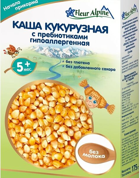Каша Fleur Alpine Кукурузная с пребиотиками без глютена с 5 месяцев 175г