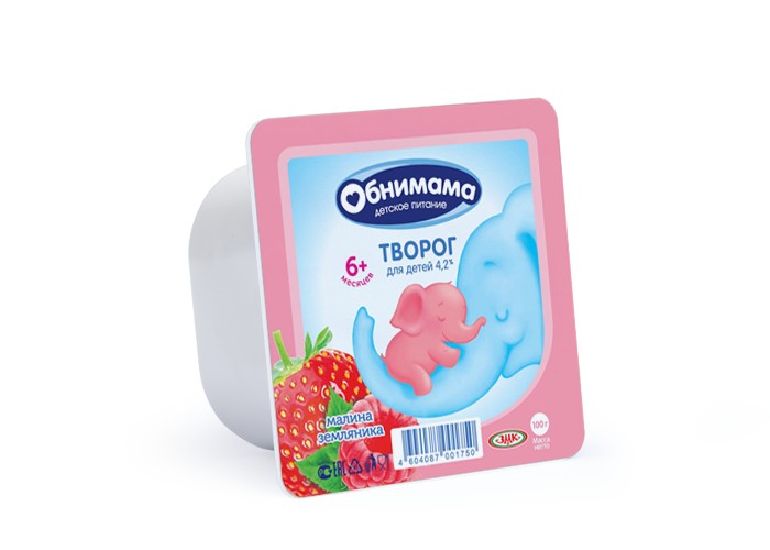 

Творог детский Обнимама малина-земляника 4.2% с 6 месяцев 100 г