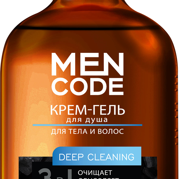 Крем-гель для душа MEN CODE Deep cleaning с экстрактами угля и минералов, 300 мл