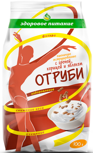 Отруби Здор. питание экстр. пшен. с гречей, корицей и яблоком 100 гр.