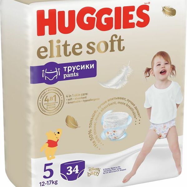 Трусики-подгузники Huggies Элит Софт 5 12-17кг 34шт.
