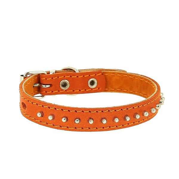 Каскад ошейник кожаный двойной с шипами-ёж 27-35 см, в ассортименте