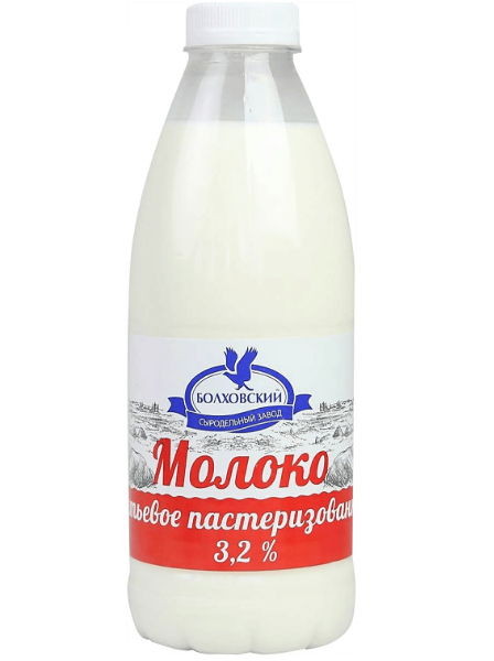 Молоко Болховский сыродельный завод пастеризованное 3.2% 900мл