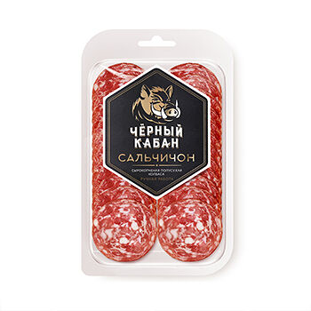 Колбаса сырокопченая Черный кабан Сальчичон, нарезка