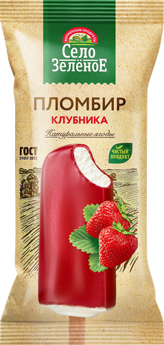 

Мороженое пломбир Село Зелёное клубничное во фруктовой глазури 15% 70 г