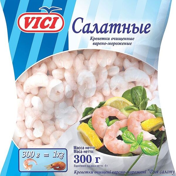 Креветки Vici Салатные очищенные в/м 300г