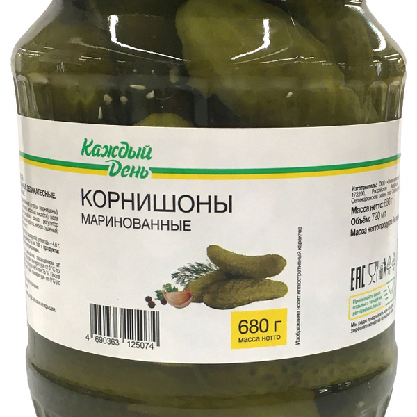 Корнишоны маринованные Каждый День 680 г