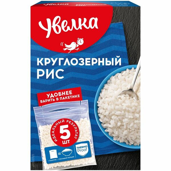 Рис Увелка круглозёрный шлифованный, 5х80г