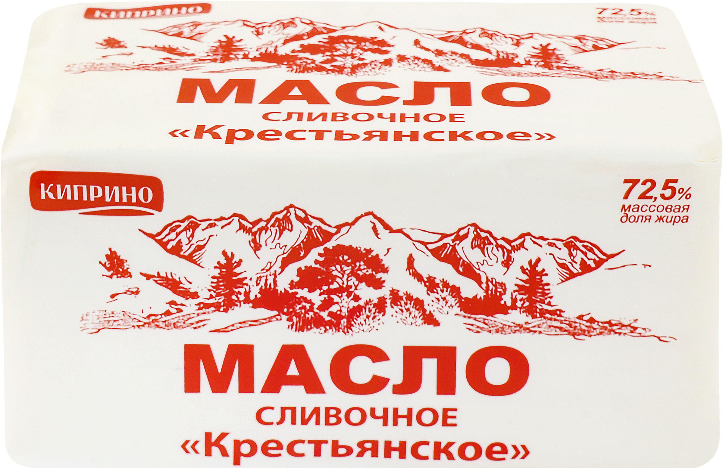 

Масло сливочное КИПРИНО Крестьянское несоленое 72,5%, без змж