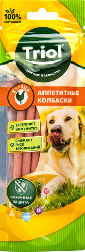 

Лакомство для собак Triol Аппетитные колбаски курица 40 г