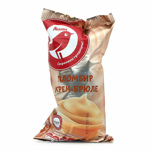 Мороженое пломбир АШАН Красная птица Крем-брюле