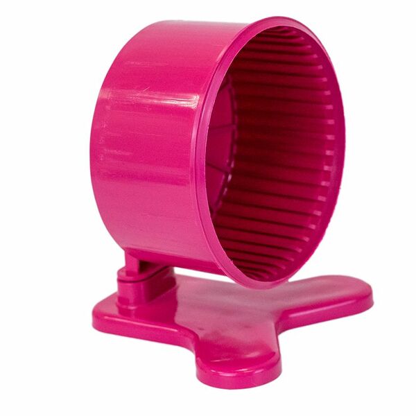 HOMEPET Колесо для грызунов с подставкой полузакрытое пластиковое рубиновое d9см