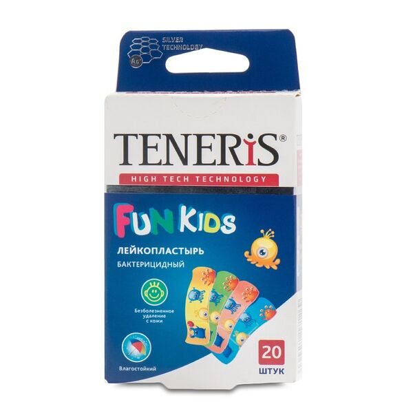 Лейкопластырь TENERIS Fun Kids бактерицидный 20 шт