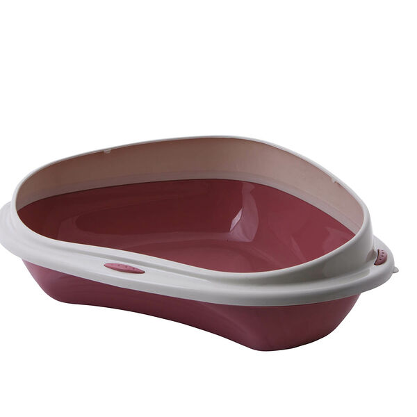 Туалет угловой шатл с бортиком 58х48х20,5см розовый