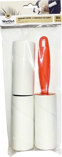 Липкий ролик Wellfort 3 насадки 50 листов, цвет в ассортименте, 1 шт