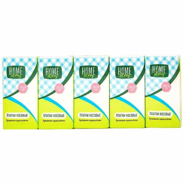 Платки носовые бумажные 3 слоя Home Story, 10шт
