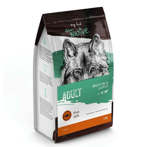 Корм для собак ECONATIVE Premium для средних и крупных пород, рыба сух. 2кг