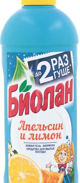 Средство для мытья посуды Биолан Апельсин и Лимон, 450 мл