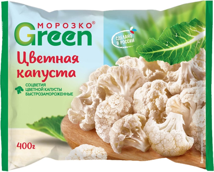

Капуста цветная Морозко Green быстрозамороженная 400 г