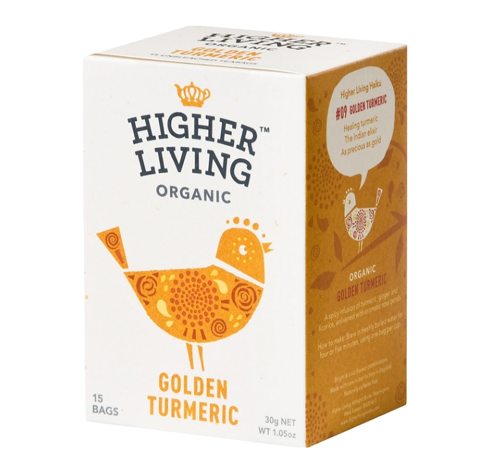 

Чай травяной пакетированный Higher Living Golden Turmeric со вкусом куркумы Eswaran Brothers 15 пакетиков, Шри-Ланка