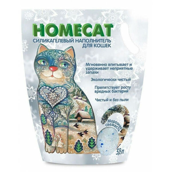 Homecat Силикагелевый наполнитель Homecat Морозная свежесть 3,8 л