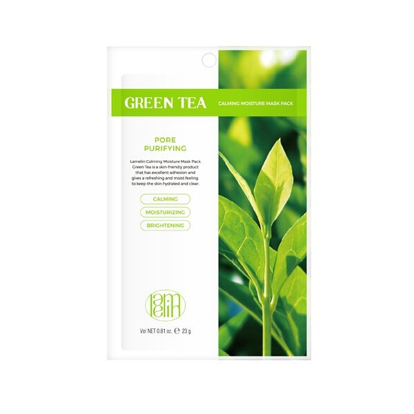 Маска для лица Lamelin тканевая увлажняющая с зелёным чаем 23г, Республика Корея
