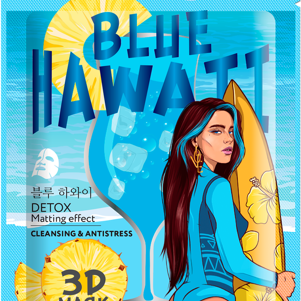 Маска тканевая для лица FUNNY ORGANIX Blue Hawaii с детокс-эффектом